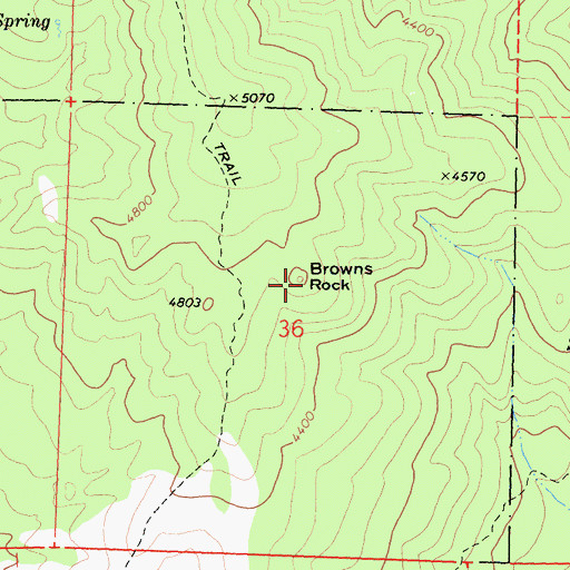 Topographic Map of Browns Rock, CA