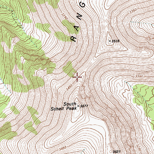 Topographic Map of High Schells Wilderness, NV