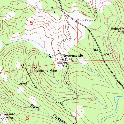 Topographic Map of Brownsville, CA