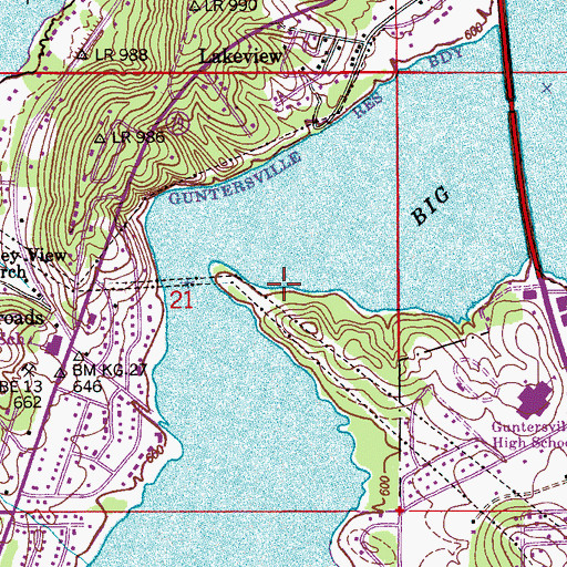 Topographic Map of United Cherokee Ani-Yun-Wiya Nation State Designated Tribal Statistical Area, AL