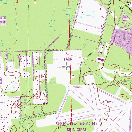 Topographic Map of Ormond Beach Sports Complex, FL