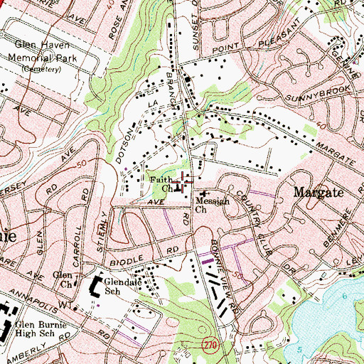 Topographic Map of Faith Baptist Church, MD