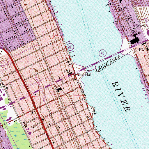 Topographic Map of Omaha Beach City Hall, FL