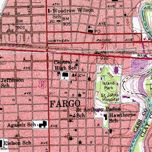Topographic Map of Cass County Court House, ND