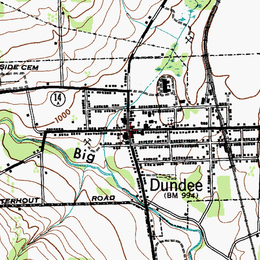 Topographic Map of Dundee Village Historic District, NY
