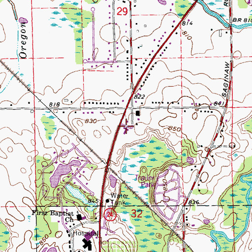 Topographic Map of Lapeer Church of Christ, MI