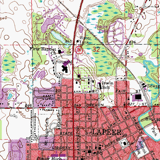 Topographic Map of Trinity United Methodist Church, MI