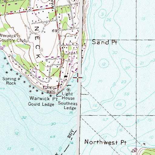 Topographic Map of Old Pier Rock, RI