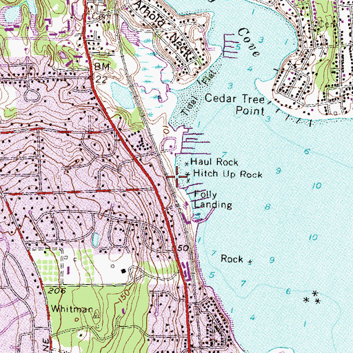 Topographic Map of Thatch Cove (historical), RI