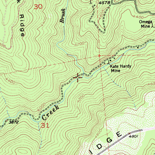 Topographic Map of Brush Creek, CA