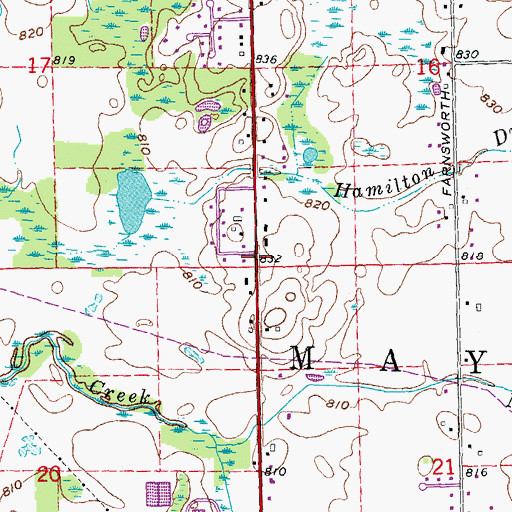 Topographic Map of Lapeer Apostolic Church, MI