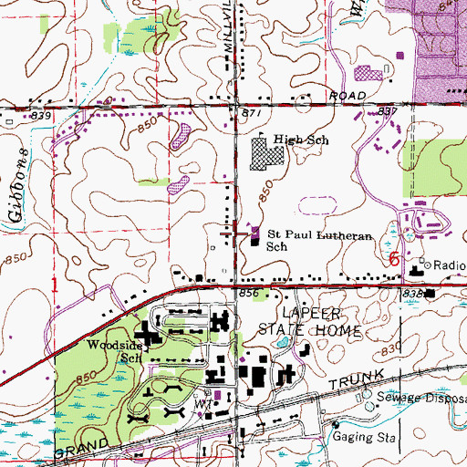 Topographic Map of Saint Paul Lutheran Church, MI