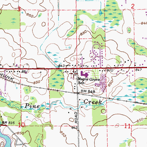Topographic Map of Maple Grove Christian Church, MI