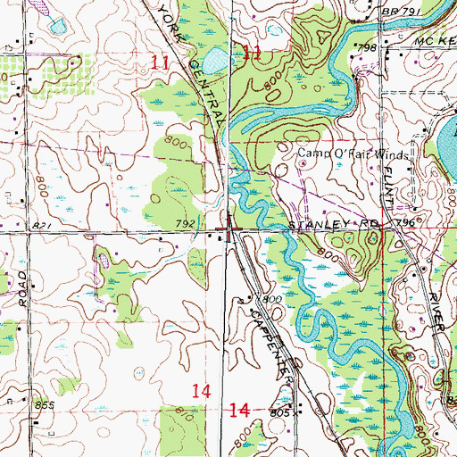 Topographic Map of Carpenters Station (historical), MI