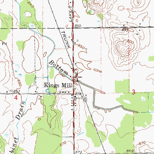 Topographic Map of Kings Mill Station (historical), MI