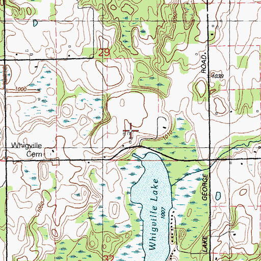 Topographic Map of Whigville Post Office (historical), MI