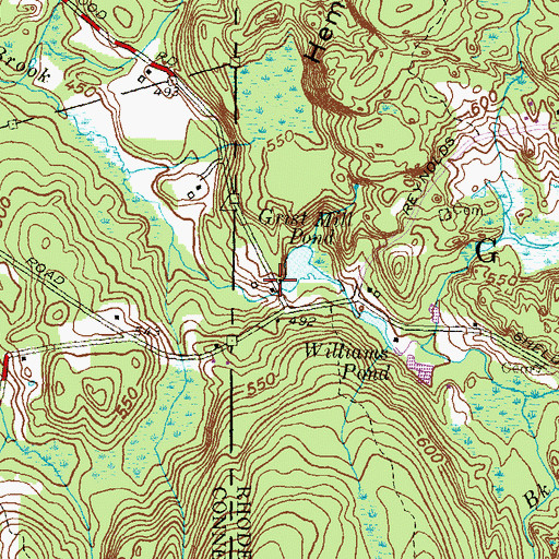 Topographic Map of Williams Mill, RI