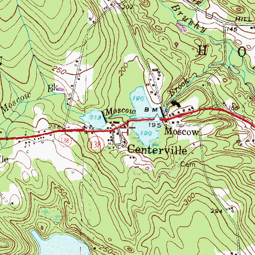 Topographic Map of Moscow Ponds, RI