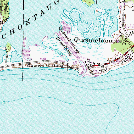 Topographic Map of Quonochontaug Beach, RI