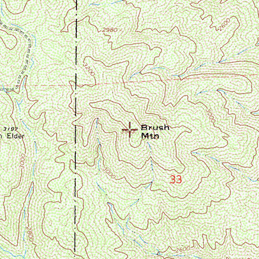 Topographic Map of Brush Mountain, CA
