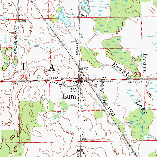 Topographic Map of Lum Post Office (historical), MI