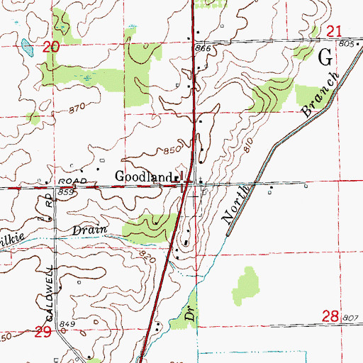 Topographic Map of Goodland Post Office (historical), MI