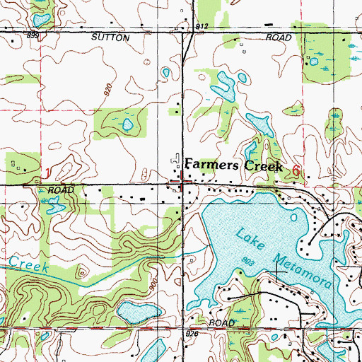 Topographic Map of Farmers Creek Post Office (historical), MI