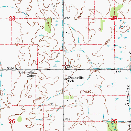 Topographic Map of Deanville Post Office (historical), MI
