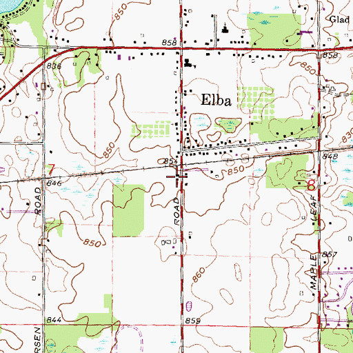 Topographic Map of Elba Station, MI