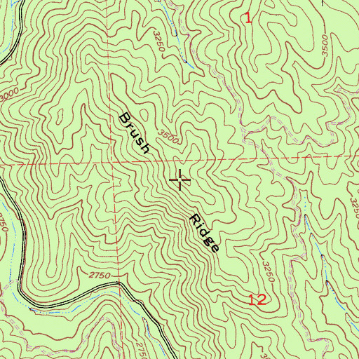 Topographic Map of Brush Ridge, CA