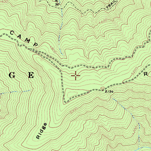 Topographic Map of Brushy Camp Ridge, CA