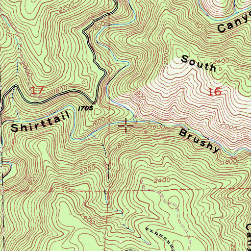 Topographic Map of Brushy Canyon, CA