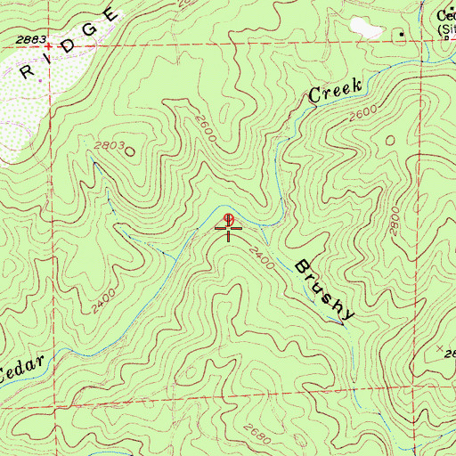Topographic Map of Brushy Canyon, CA
