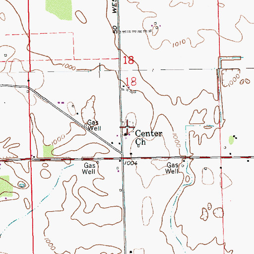 Topographic Map of Center Church Cemetery, IN