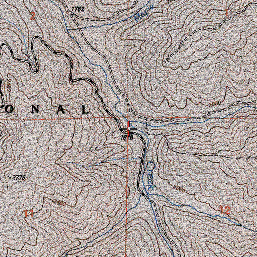 Topographic Map of Brushy Creek, CA
