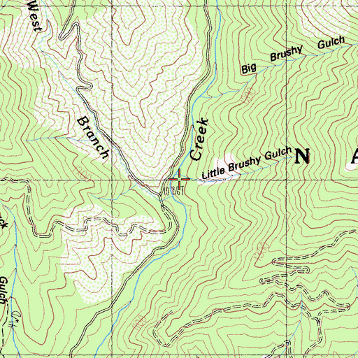 Topographic Map of Brushy Gulch, CA