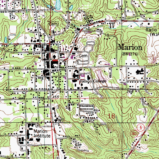 Topographic Map of Judson College, AL