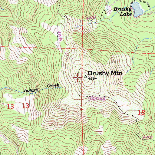 Topographic Map of Brushy Mountain, CA