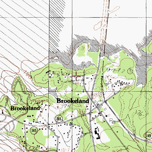 Topographic Map of Brookeland Cemetery, TX
