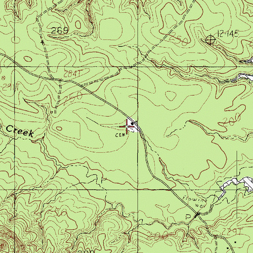 Topographic Map of Cedar Grove Cemetery, TX