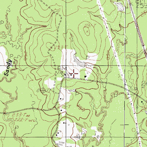 Topographic Map of Old Centerview Cemetery, TX
