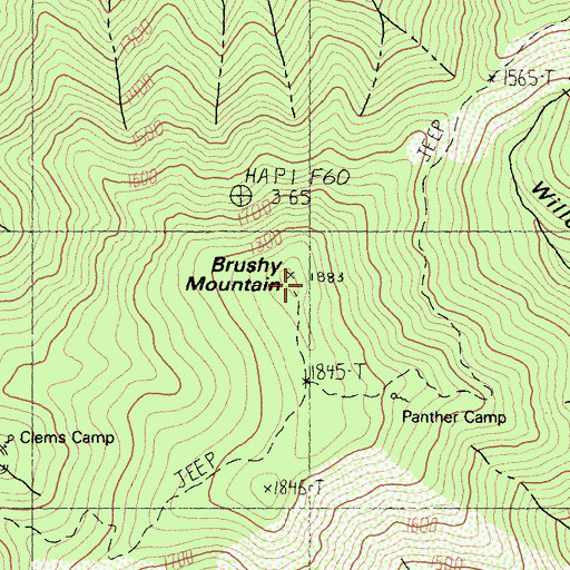 Topographic Map of Brushy Mountain, CA