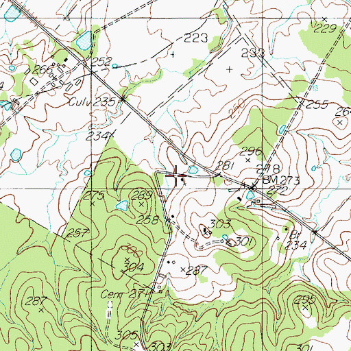 Topographic Map of Corinth Cemetery, TX