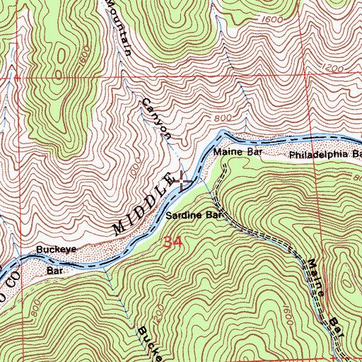 Topographic Map of Brushy Mountain Canyon, CA
