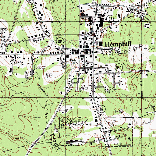 Topographic Map of Hemphill City Cemetery, TX