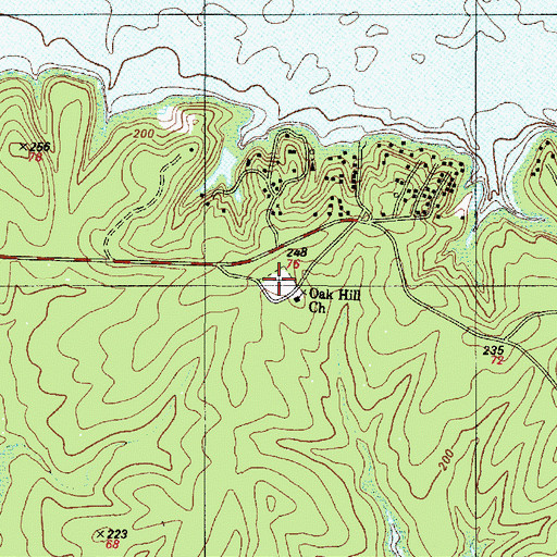 Topographic Map of Oak Hill Cemetery, TX