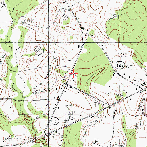 Topographic Map of Rosevine Cemetery, TX