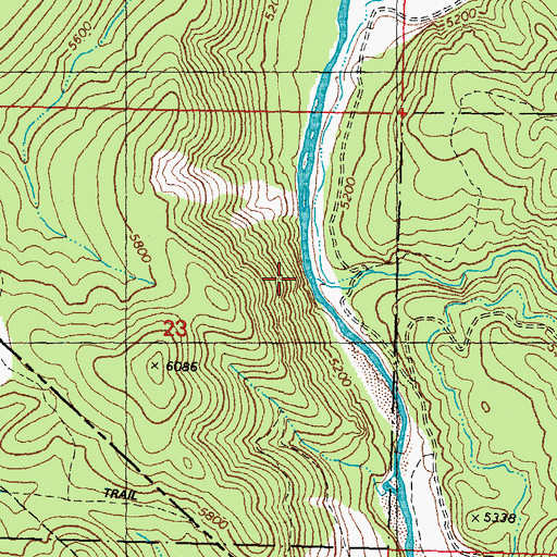 Topographic Map of Bryant Creek, CA