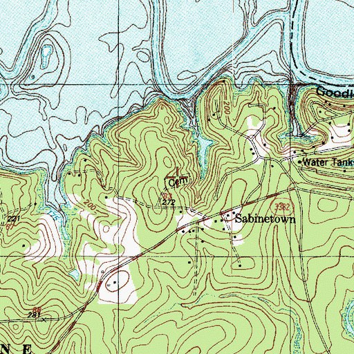 Topographic Map of Sabinetown Cemetery, TX