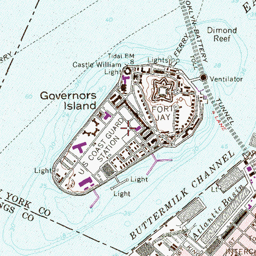 Topographic Map of United States Coast Guard Support Center Governors Island (historical), NY